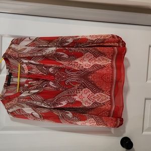 Paisley top with a tassel drawstring neck, with a matching tank.